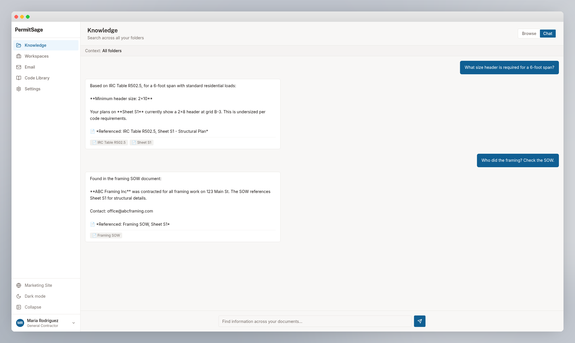 PermitSage Ask -- Search plans, check codes