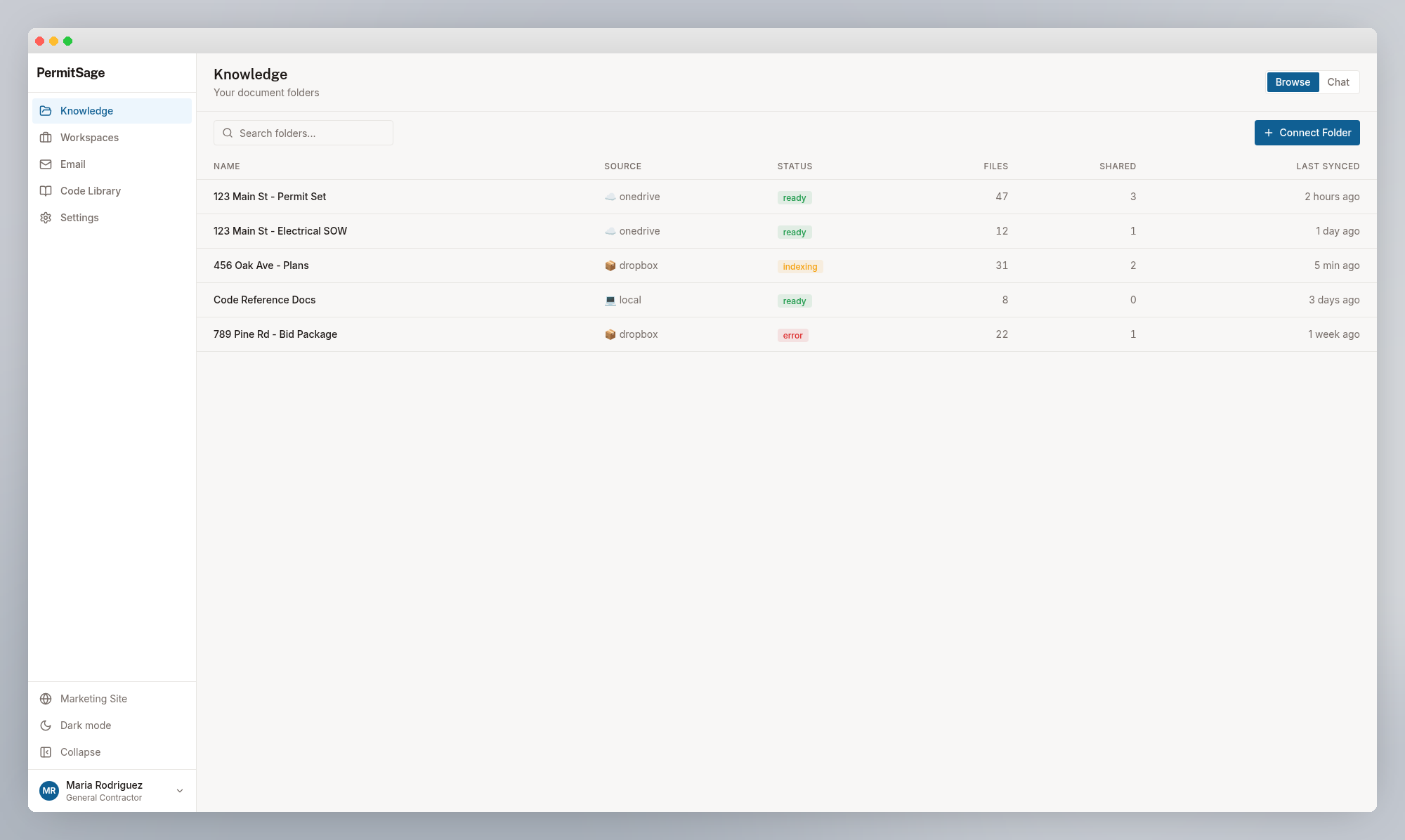 PermitSage Connect -- Link your folders and email